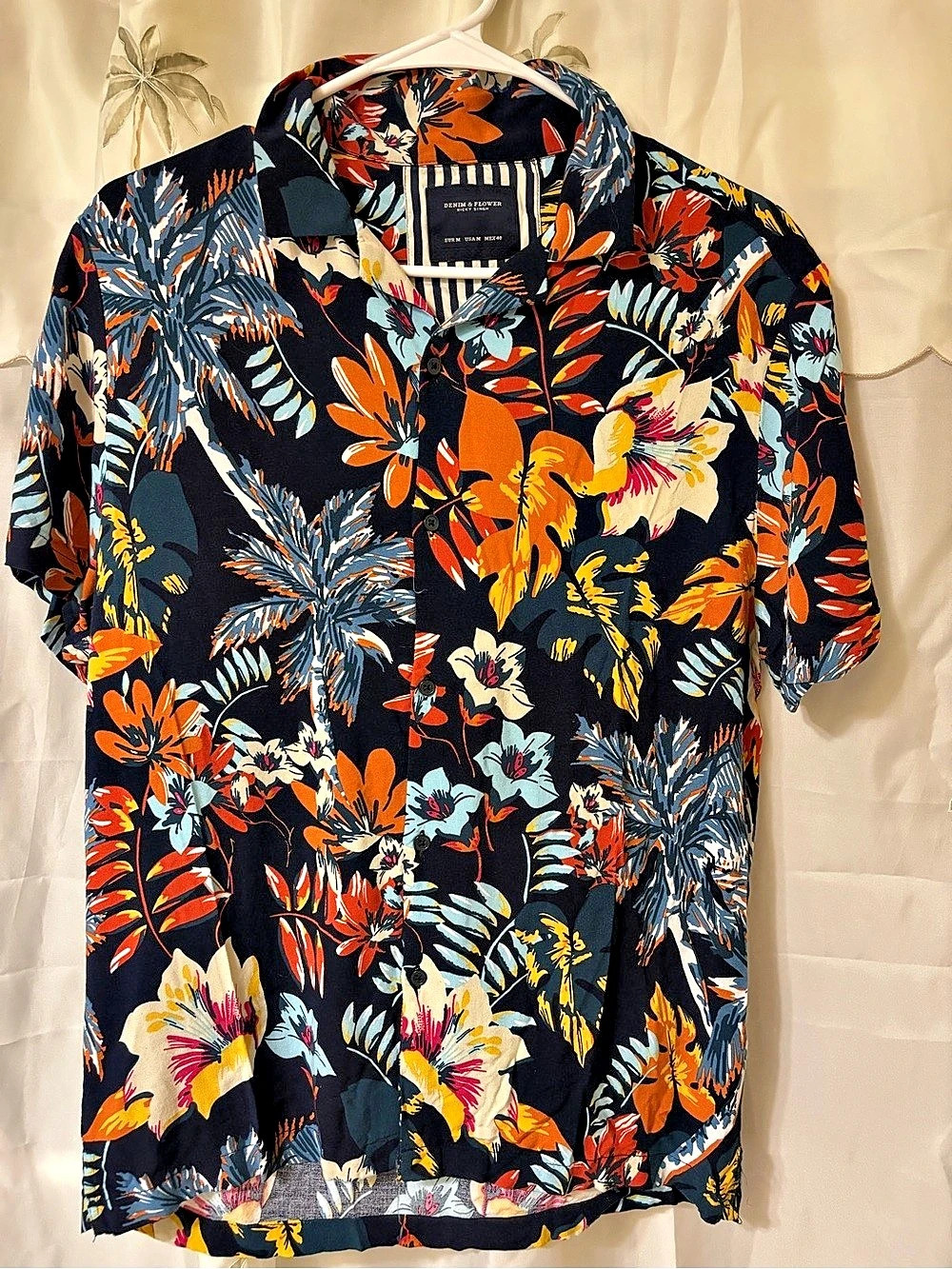 Denim & Flower Ricky Singh Floral Viscose Shirt Size Medium